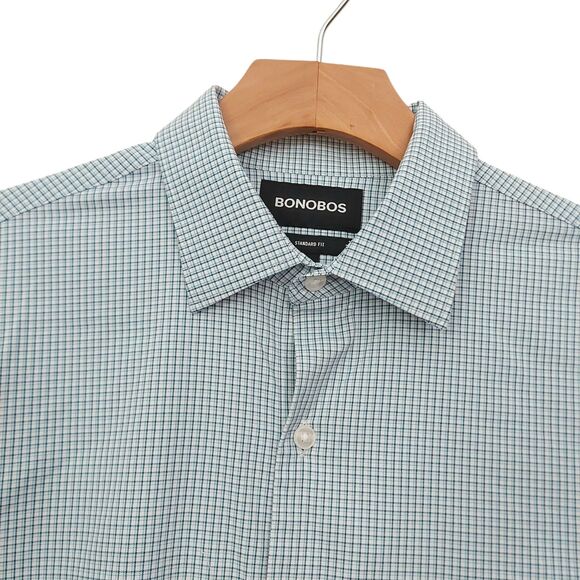 Bonobos Shirt Mens Small Blue Standard Fit Checked Button Up Long Sleeve Casual - Picture 2 of 12